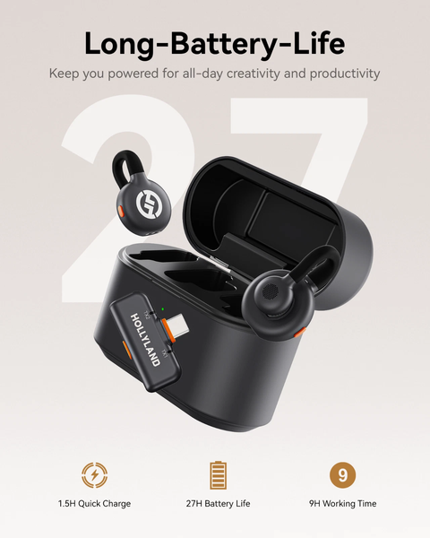 Петличний мікрофон (2 шт.) Hollyland Lark M2S with USB Type-C Plug black для iPhone/ Android, (із зарядним кейсом), професійний (52009) 52009 фото