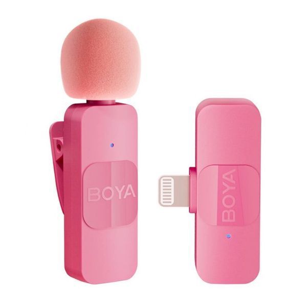 Петличний мікрофон BOYA BY-V1 Pink для iPhone (Lightning) + твердий кейс, безпровідний, петличка для телефона (50037) 50037 фото