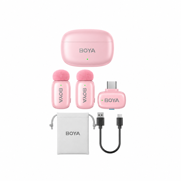 Петличный микрофон (2 шт) (USB-C) BOYA mini 2 Pink с зарядным чехлом профессиональный розовый (50081) 50081 фото