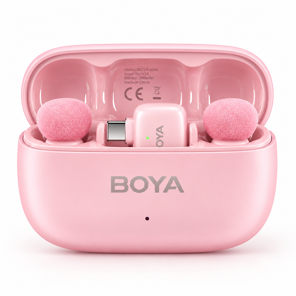 Петличный микрофон (2 шт) (USB-C) BOYA mini 2 Pink с зарядным чехлом профессиональный розовый (50081) 50081 фото